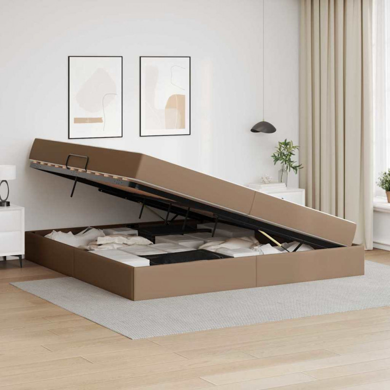 Łóżko z miejscem na przechowywanie i materacem 2 pcs Cappuccino