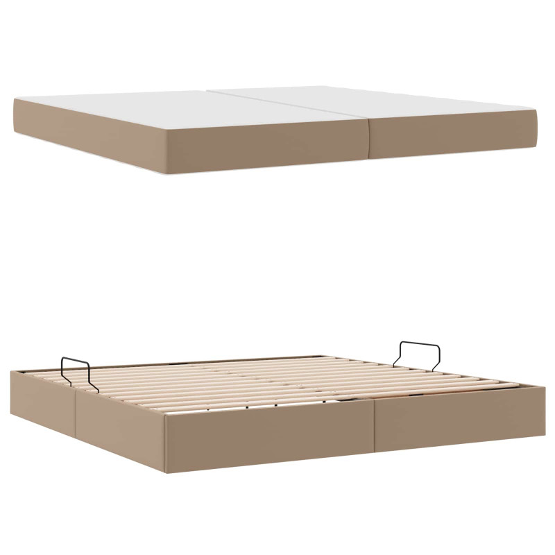 Łóżko z miejscem na przechowywanie i materacem 2 pcs Cappuccino