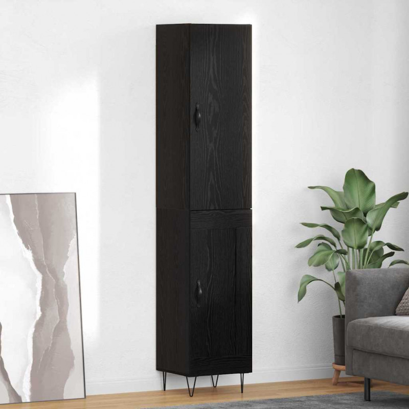 Highboard Czarny Dąb 34,5 x 34 x 90 cm Materiał drewnopochodny