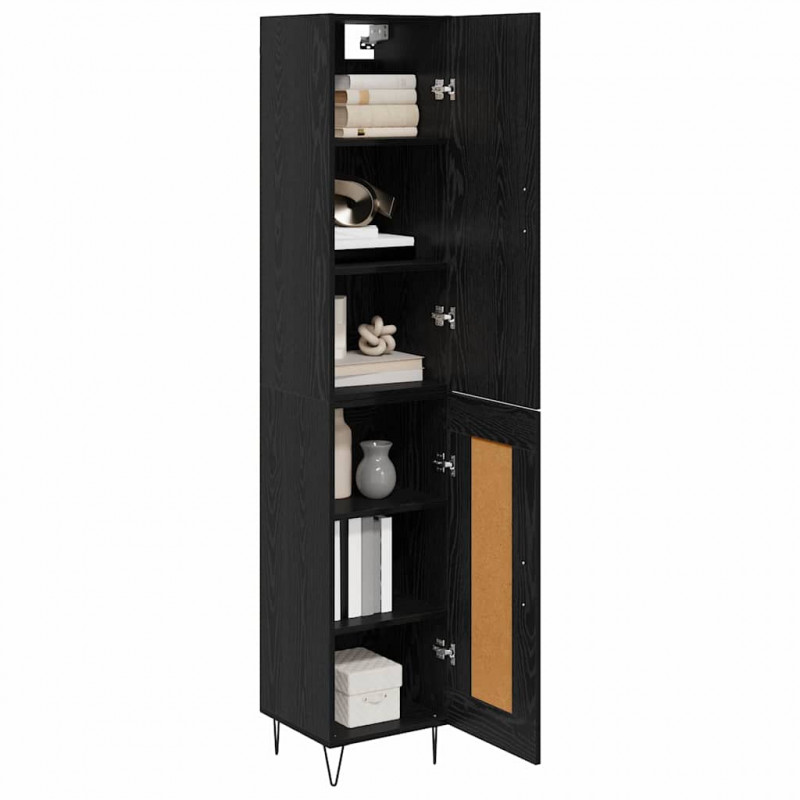 Highboard Czarny Dąb 34,5 x 34 x 90 cm Materiał drewnopochodny