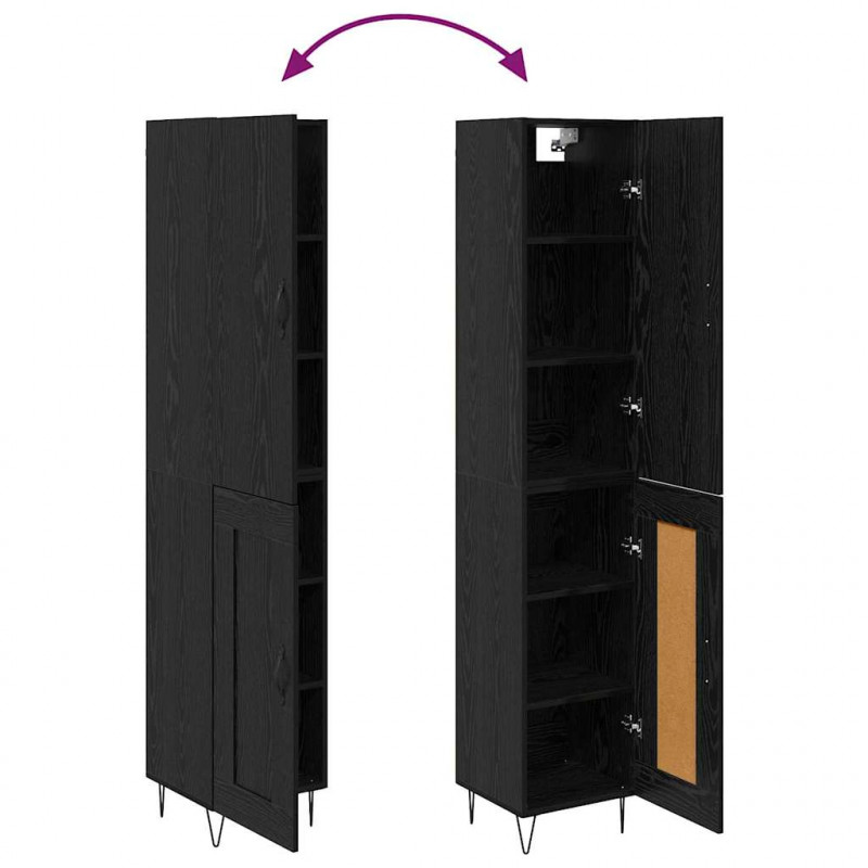 Highboard Czarny Dąb 34,5 x 34 x 90 cm Materiał drewnopochodny