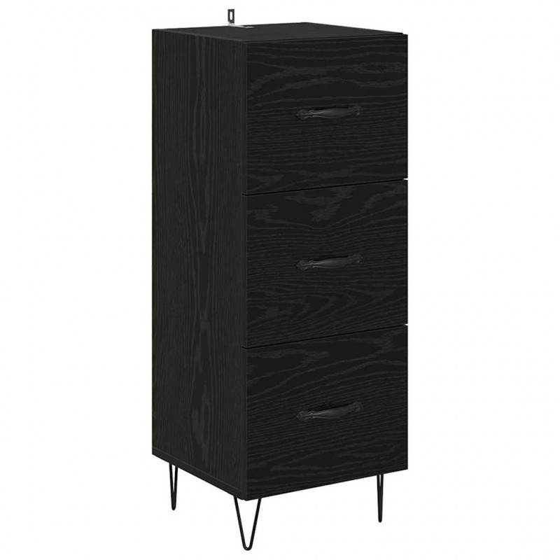 Highboard Czarny Dąb 34,5 x 34 x 90 cm Materiał drewnopochodny