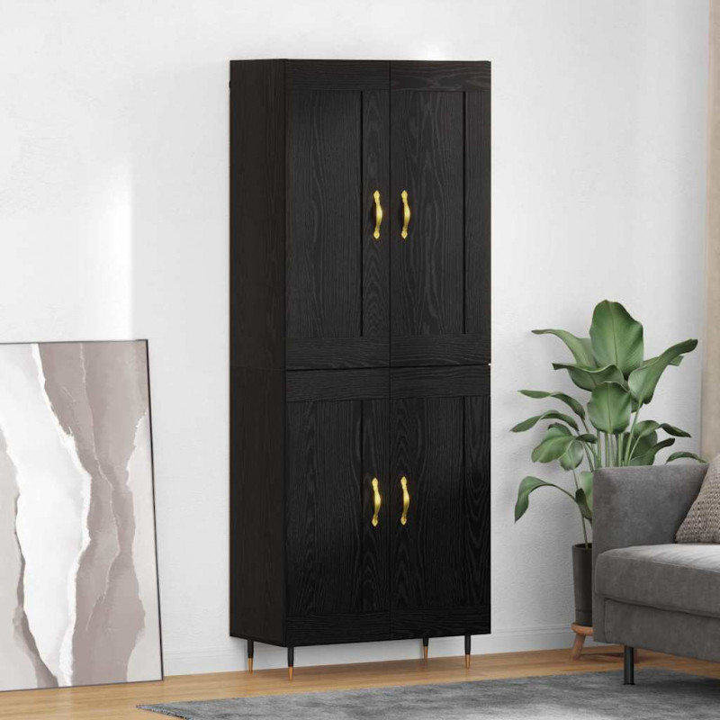 Highboard Czarny Dąb 69,5 x 34 x 90 cm Materiał drewnopochodny