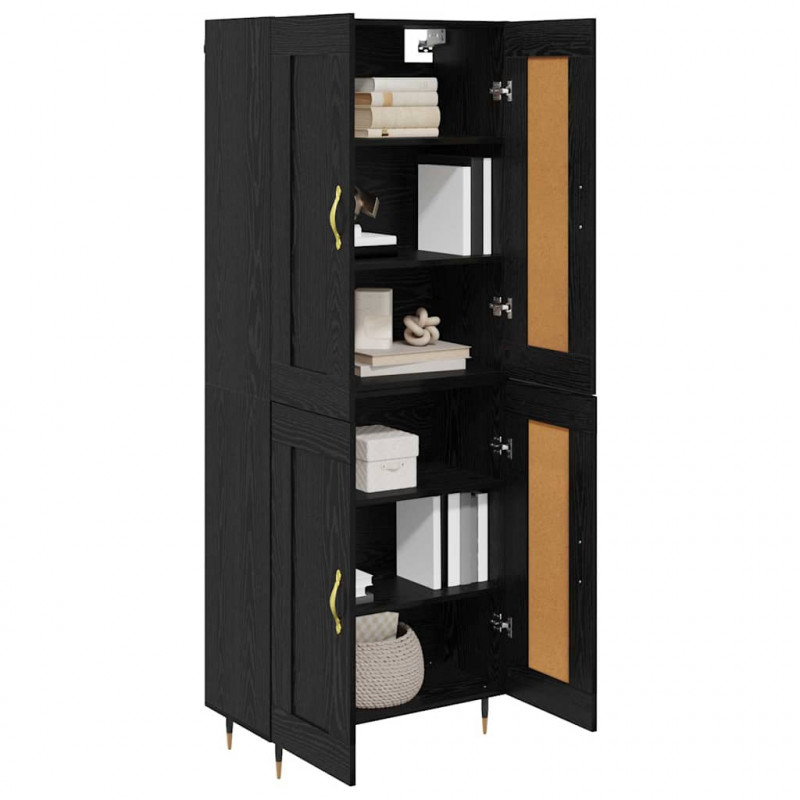 Highboard Czarny Dąb 69,5 x 34 x 90 cm Materiał drewnopochodny