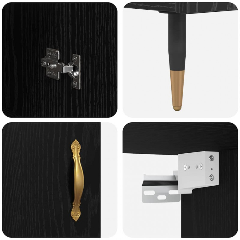 Highboard Czarny Dąb 69,5 x 34 x 90 cm Materiał drewnopochodny