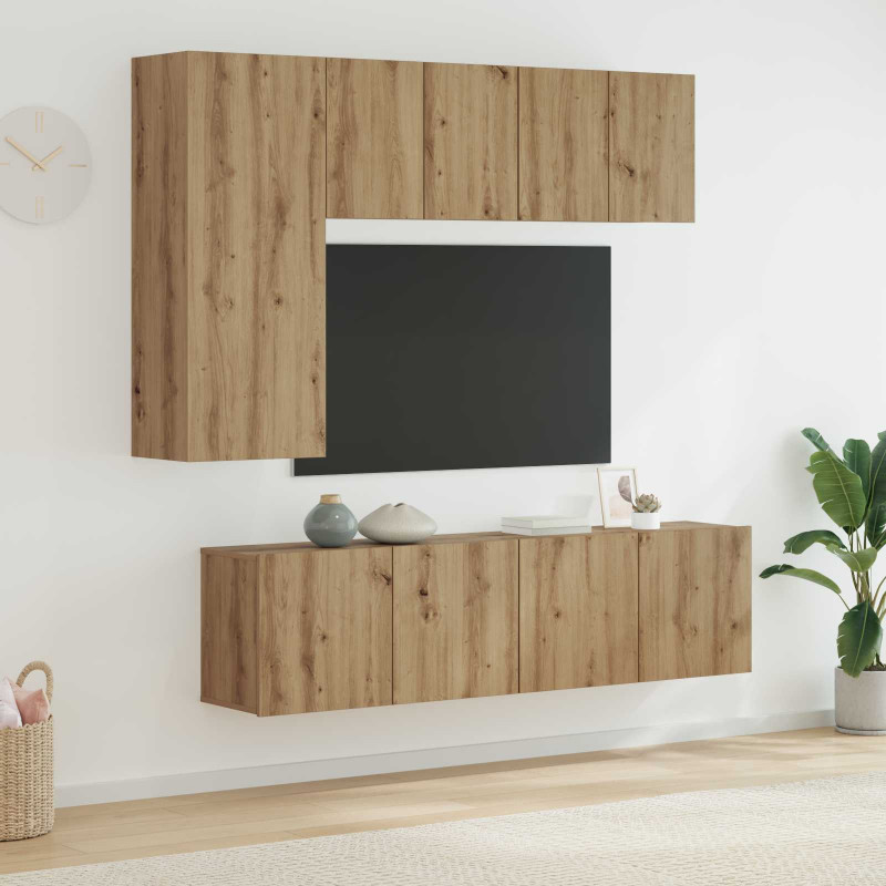 Unit ścienny do telewizora 5 pcs Dąb rzemieślniczy