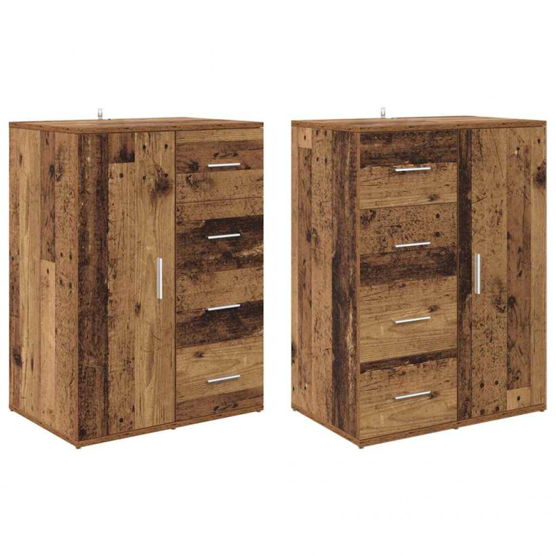 Komody z szufladą Corona 2 pcs Stare drewno 59 x 39 x 80 cm