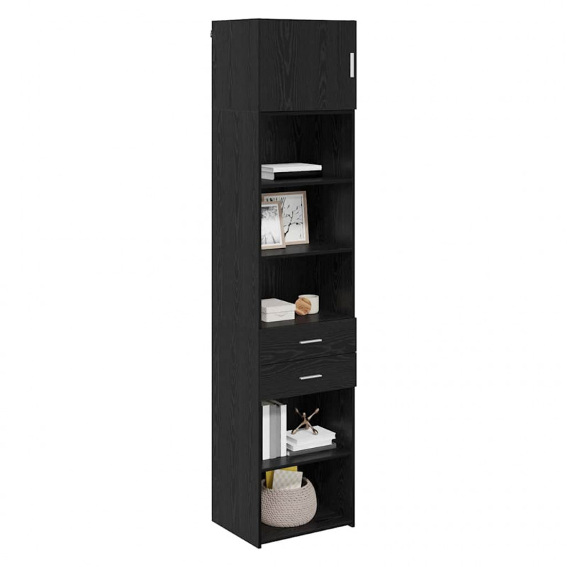 Highboard Czarny Dąb 50 x 42,5 x 225 cm Materiał drewnopochodny