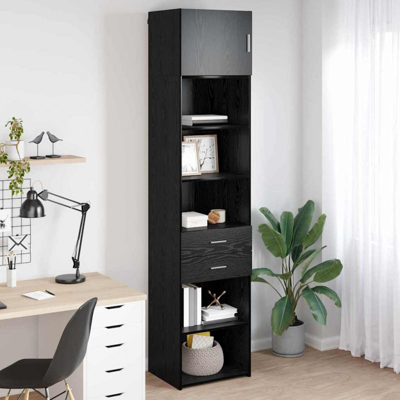 Highboard Czarny Dąb 50 x 42,5 x 225 cm Materiał drewnopochodny