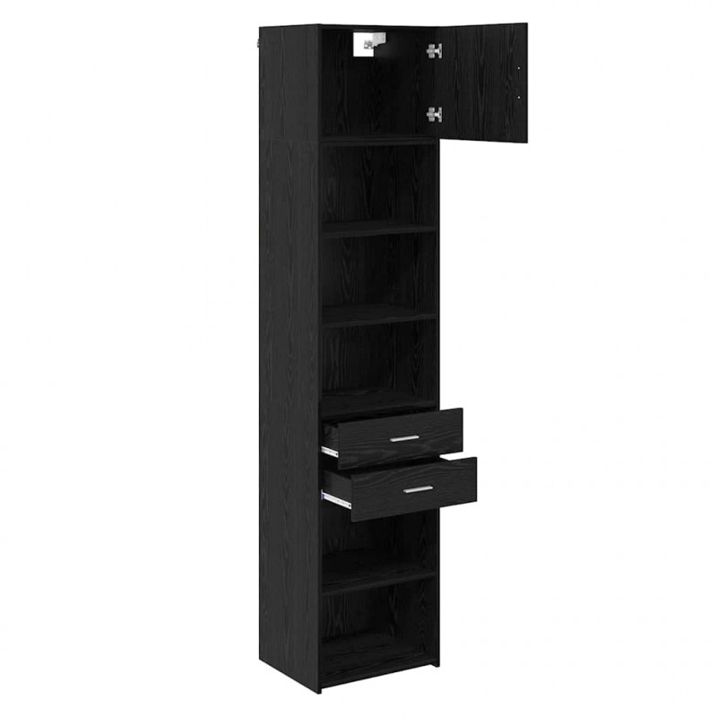 Highboard Czarny Dąb 50 x 42,5 x 225 cm Materiał drewnopochodny
