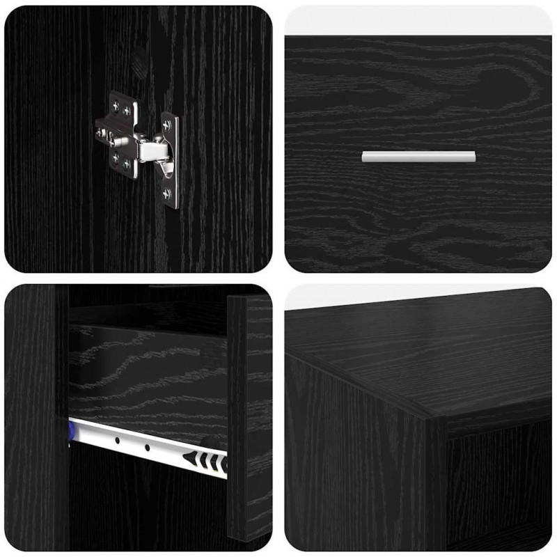 Highboard Czarny Dąb 50 x 42,5 x 225 cm Materiał drewnopochodny