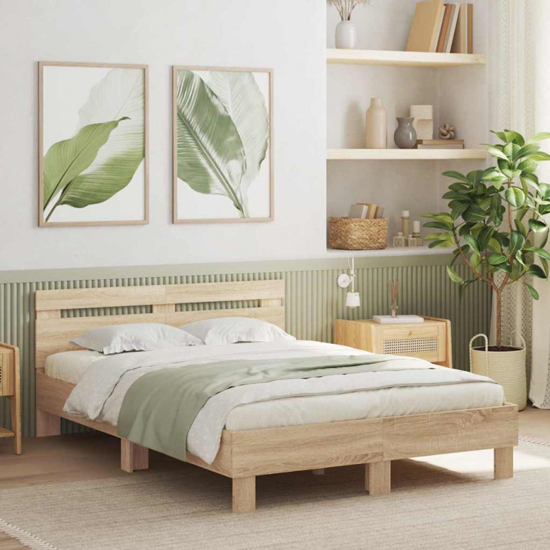 Ramka łóżka z LED Sonoma 137 x 190 cm Materiał drewnopochodny