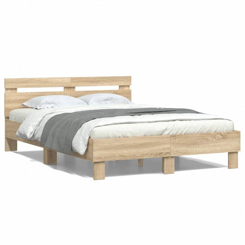 Ramka łóżka z LED Sonoma 137 x 190 cm Materiał drewnopochodny