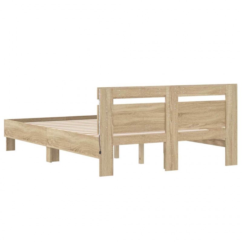 Ramka łóżka z LED Sonoma 137 x 190 cm Materiał drewnopochodny