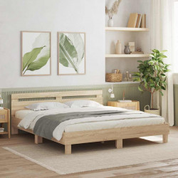 Ramka łóżka z LED Sonoma 193 x 203 cm Materiał drewnopochodny