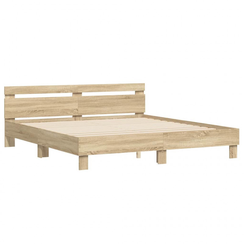 Ramka łóżka z LED Sonoma 193 x 203 cm Materiał drewnopochodny