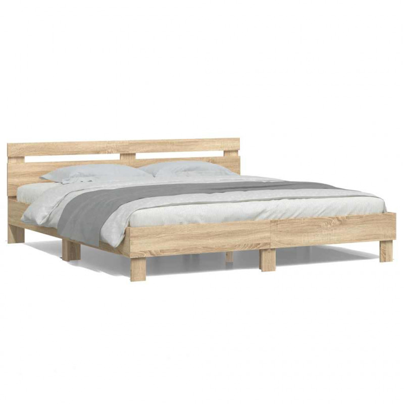 Ramka łóżka z LED Sonoma 193 x 203 cm Materiał drewnopochodny