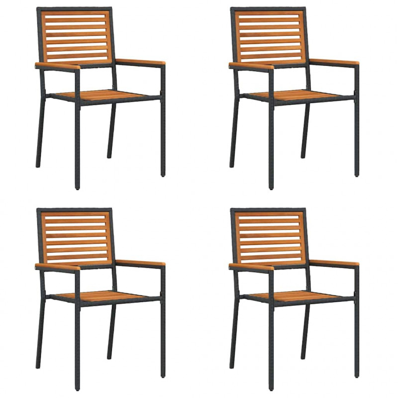 Zestaw krzeseł ogrodowych 4 pcs Brązowy i czarny