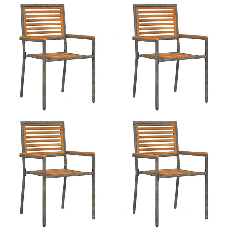 Zestaw krzeseł ogrodowych 4 pcs Brązowy i szary