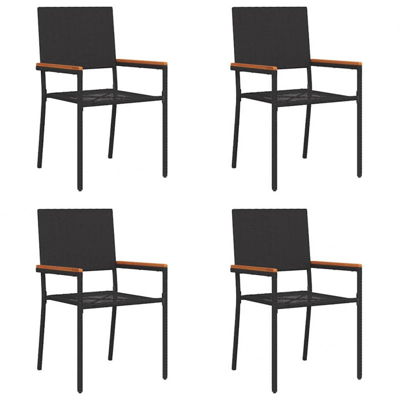 Zestaw krzeseł ogrodowych 4 pcs Czarny i Brązowy