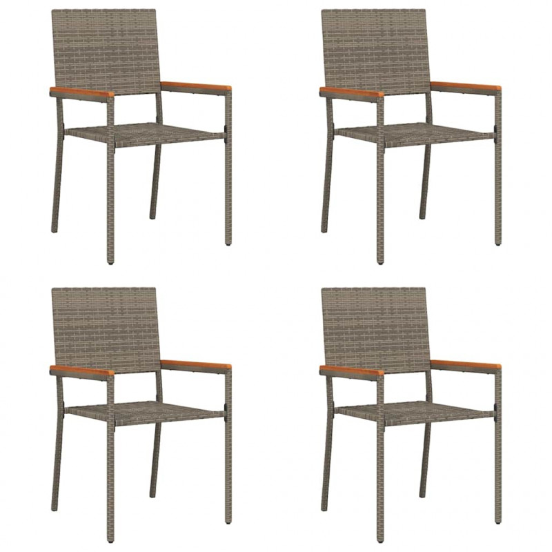 Zestaw krzeseł ogrodowych 4 pcs Szary i brązowy