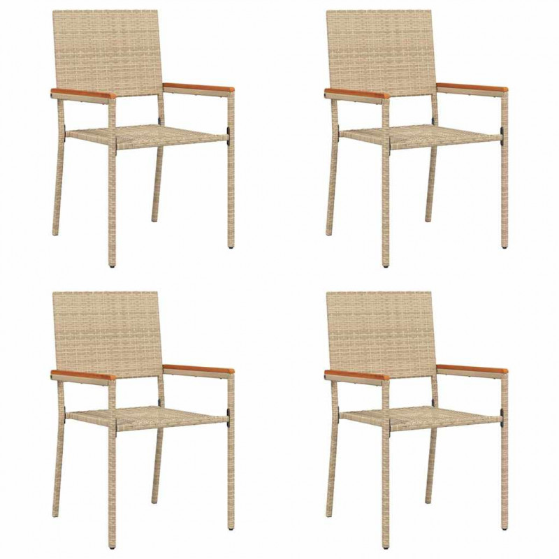 Zestaw krzeseł ogrodowych 4 pcs Kremowy i brązowy