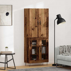 Highboard 2 pcs Stare drewno Drewno inżynieryjne i szkło