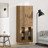 Highboard 2 pcs Dąb rzemieślniczy Drewno inżynieryjne i szkło