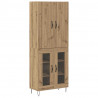 Highboard 2 pcs Dąb rzemieślniczy Drewno inżynieryjne i szkło