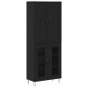 Highboard 2 pcs Czarny Dąb Drewno inżynieryjne i szkło