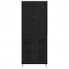 Highboard 2 pcs Czarny Dąb Drewno inżynieryjne i szkło
