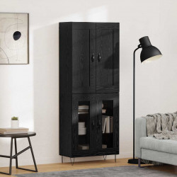 Highboard Czarny Dąb 69,5 x 34 x 180 cm Materiał drewnopochodny