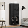 Highboard Czarny Dąb 69,5 x 34 x 180 cm Materiał drewnopochodny