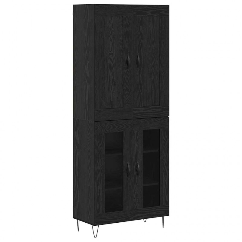 Highboard Czarny Dąb 69,5 x 34 x 180 cm Materiał drewnopochodny