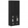Highboard Czarny Dąb 69,5 x 34 x 180 cm Materiał drewnopochodny