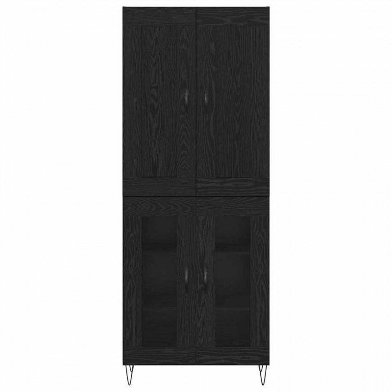 Highboard Czarny Dąb 69,5 x 34 x 180 cm Materiał drewnopochodny