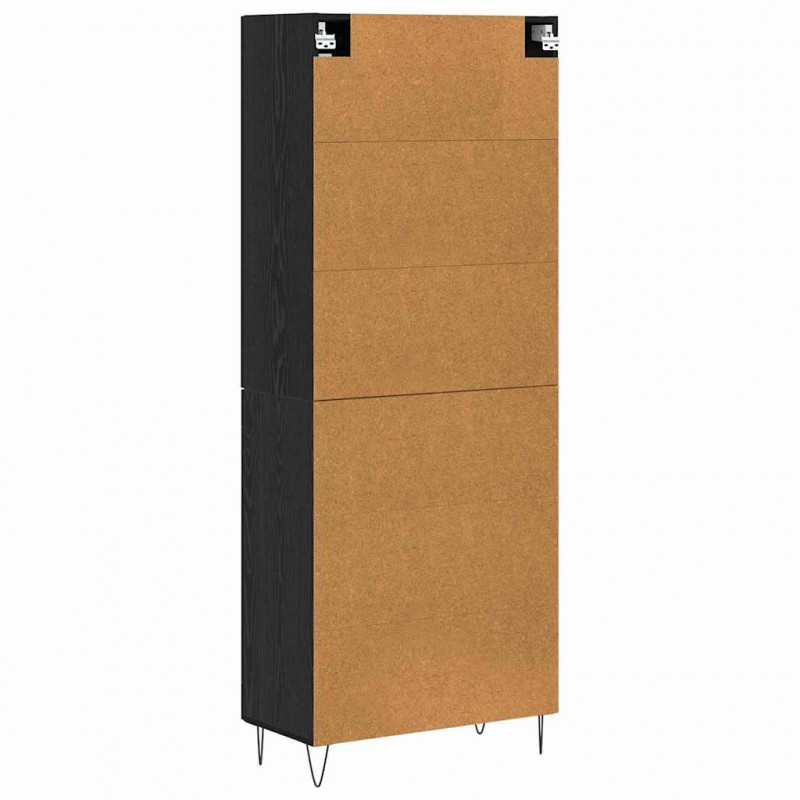 Highboard Czarny Dąb 69,5 x 34 x 180 cm Materiał drewnopochodny