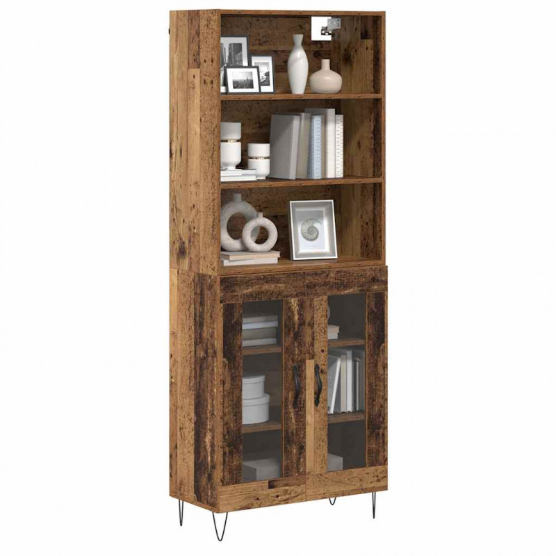 Highboard 2 pcs Stare drewno Materiał drewnopochodny