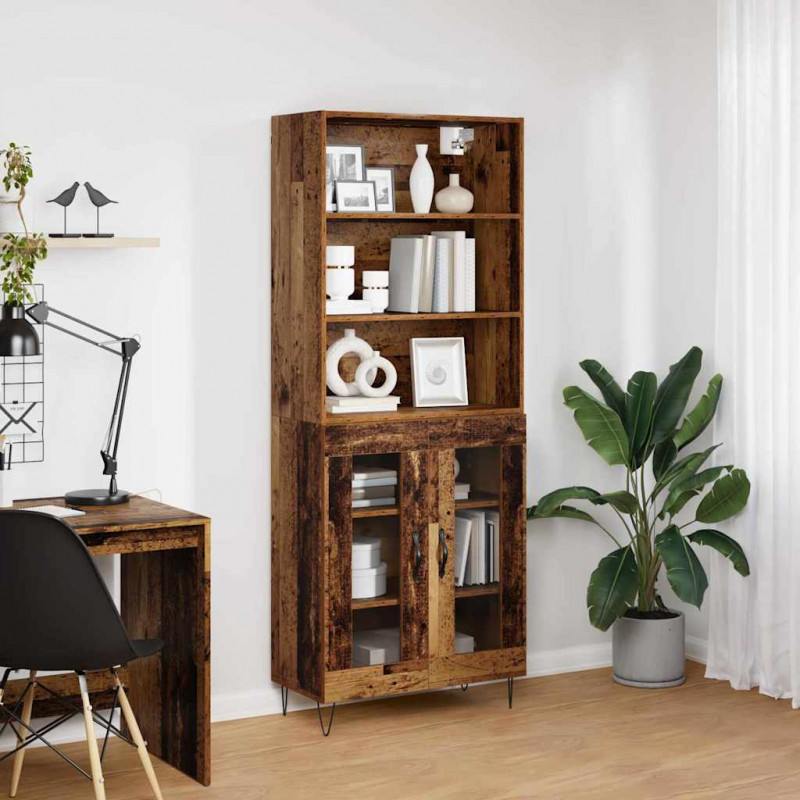 Highboard 2 pcs Stare drewno Materiał drewnopochodny