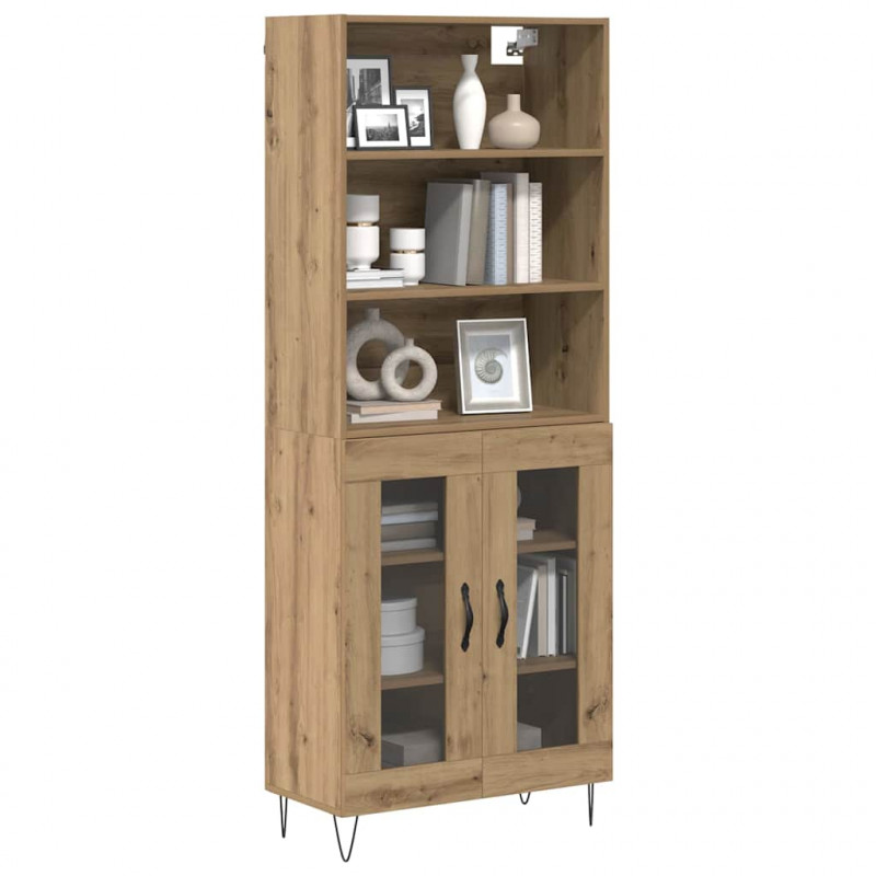 Highboard 2 pcs Dąb rzemieślniczy Materiał drewnopochodny