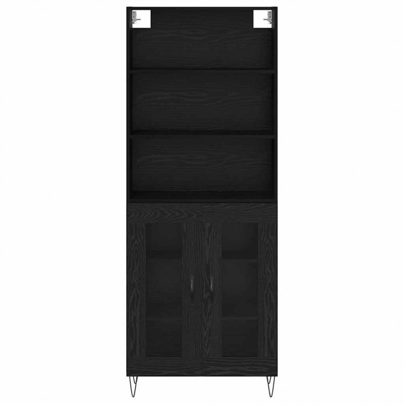 Highboard 2 pcs Czarny Dąb Materiał drewnopochodny