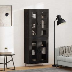 Highboard Czarny Dąb 69,5 x 34 x 180 cm Materiał drewnopochodny