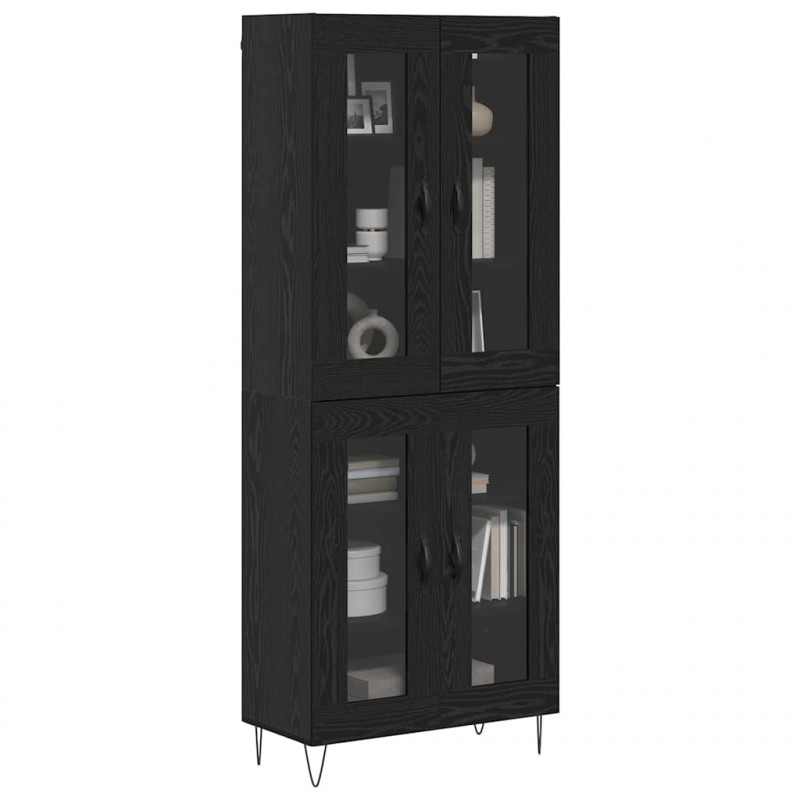 Highboard Czarny Dąb 69,5 x 34 x 180 cm Materiał drewnopochodny