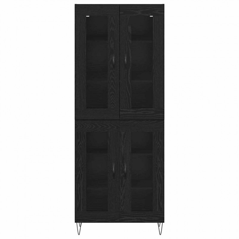 Highboard Czarny Dąb 69,5 x 34 x 180 cm Materiał drewnopochodny