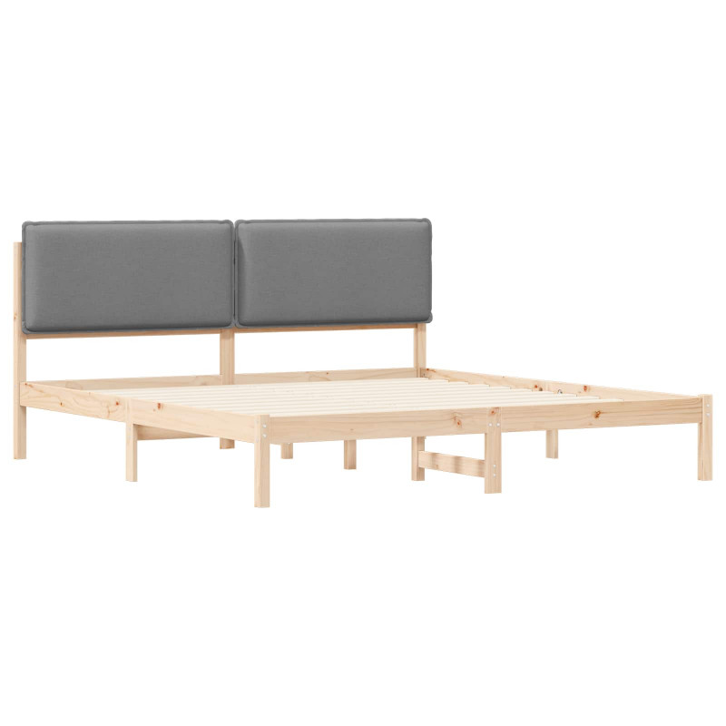 Ramka łóżka z tapicerowanym wezgłowiem Jasnoszary 200 x 200 cm