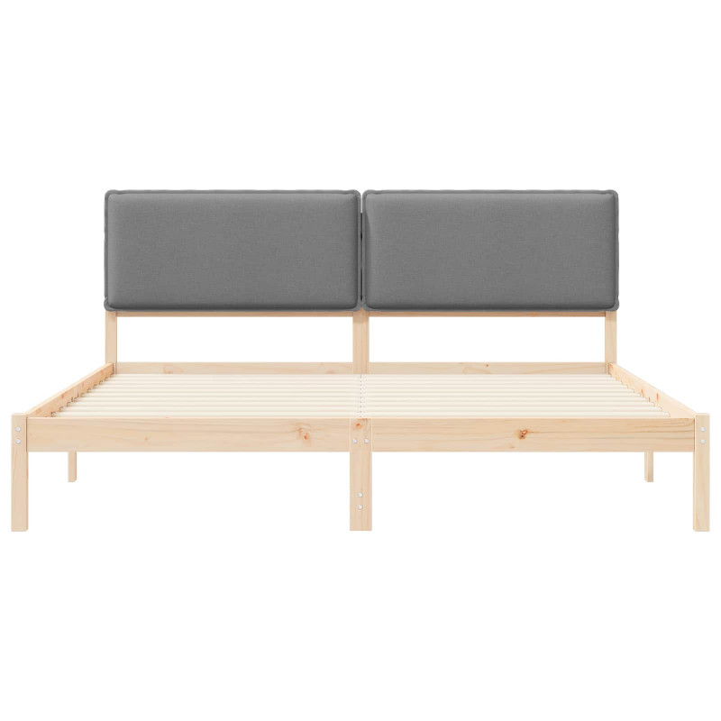 Ramka łóżka z tapicerowanym wezgłowiem Jasnoszary 200 x 200 cm