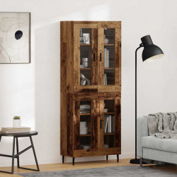 Highboard 2 pcs Stare drewno Drewno inżynieryjne i szkło