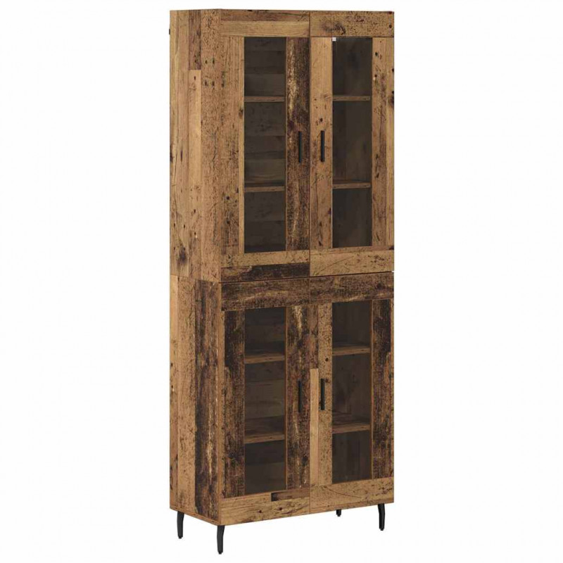 Highboard 2 pcs Stare drewno Drewno inżynieryjne i szkło