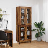 Highboard 2 pcs Stare drewno Drewno inżynieryjne i szkło