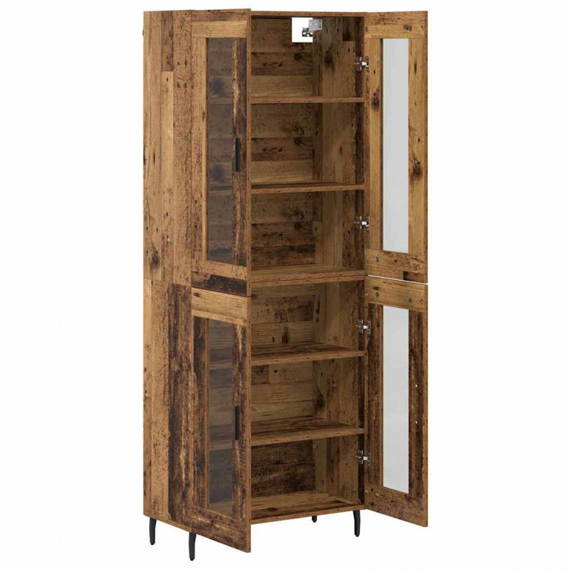 Highboard 2 pcs Stare drewno Drewno inżynieryjne i szkło